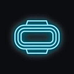 Poster - Blue neon sign of a smart watch with blank screen, glowing on a black background