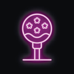 Poster - Bright neon sign showing a round illuminated billboard with stars on a stick, perfect for attracting attention