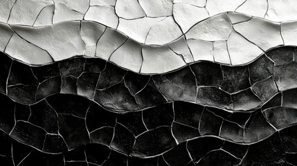 Poster - Abstract monochrome cracked surface texture art