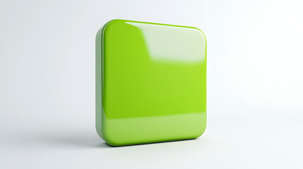 Fototapete - Blank Mobile application icon, button - green square with round corners. 3d rendering, white background


