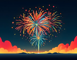 Poster - Fireworks Display Over Night Sky