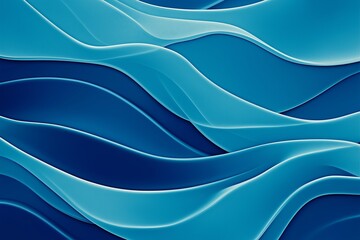 Poster - A clean, abstract wavy pattern in various shades of blue