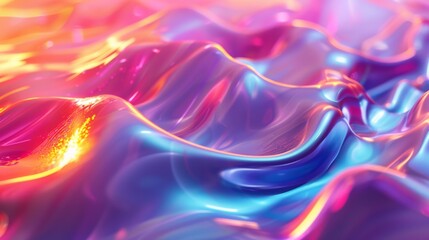 Poster - Vibrant iridescent gradient pattern showcasing fluid motion in dynamic abstract background for design inspiration
