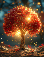 Wall Mural - Magical Tree with Glowing Lights