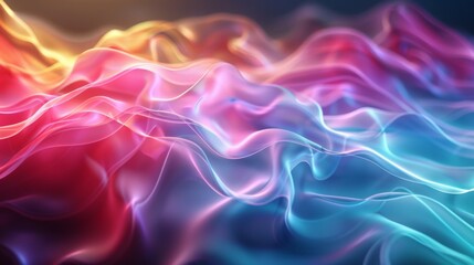 Poster - Colorful iridescent gradient waves create a mesmerizing abstract background with smooth flowing patterns