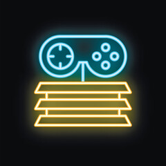 Poster - Neon sign representing a game console with a gamepad, perfect for topics like gaming, entertainment, and technology