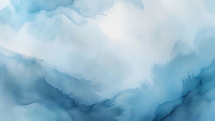 Poster - soft blue watercolor mountains blend seamlessly in a serene landscape capturing tranquility and natu