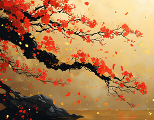 Wall Mural - Cherry Blossom Tree Painting