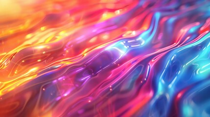 Poster - Vibrant abstract gradient background showcasing iridescent colors blending in a smooth wave-like pattern