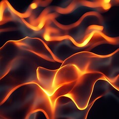 Poster - Abstract Orange Waves Flow Dynamically Across Dark Background, Creating a Mesmerizing Visual Experience with Glowing Edges.