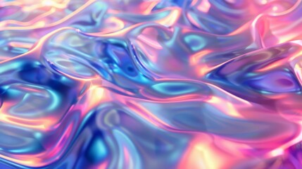 Poster - Vibrant iridescent abstract background with flowing gradient patterns in blue and pink hues