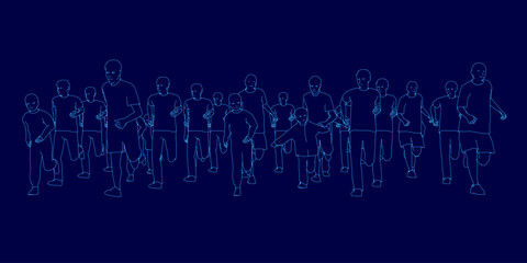 Poster - A group of people are running in a line. Vector illustration