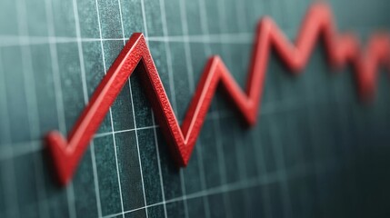 Poster - a red line graph showing fluctuating trends against a dark grid background, suggesting changes in da