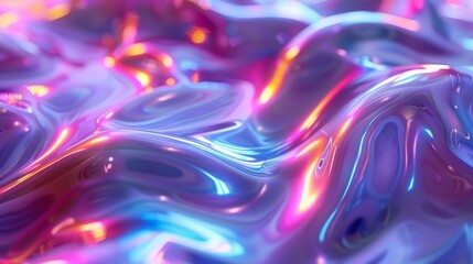 Poster - Vibrant iridescent gradient background with flowing abstract waves in purple and pink showcasing dynamic design