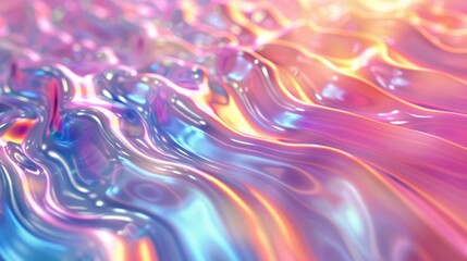 Poster - Vibrant iridescent gradient flowing in abstract patterns creating a mesmerizing digital background