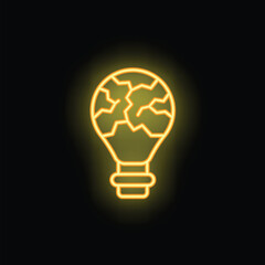 Poster - neon lightbulb glowing, with cracks across its surface, representing a broken mind