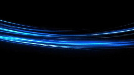 Abstract Blue Light Trails on Black Background for Modern Technology Designs