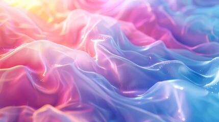 Poster - Vibrant iridescent gradient waves create an abstract backdrop of swirling colors and light reflections