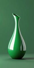 Wall Mural - Vibrant green ceramic vase capturing a sleek and minimal design. Enhanced by a matching colored background, the aesthetics focus on modernity and elegance, offering a sophisticated artistic impression