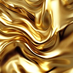 Poster - Golden Fabric Drapes and Flows Luxuriously, Shimmering with Elegant Texture and Rich Hues.