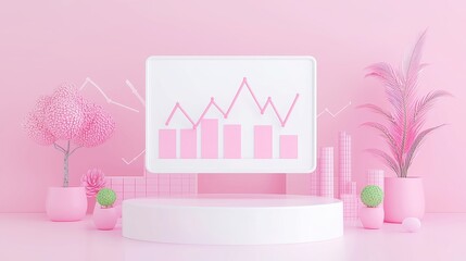 Poster - AI Stock Market Insights, a 3D vector representation of an AI agent analyzing market trends, providing investment strategies and risk management in a minimalist, clean environment.