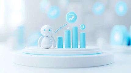 Poster - AI Job Market Analysis, an AI agent evaluating job market trends to assist HR professionals in optimizing workforce planning, featuring a minimalist 3D vector design with an uncluttered background.