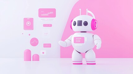 Poster - AI market analysis agent, evaluating mobile app dynamics, guiding developers on monetization strategies, minimalist 3D vector design, clean and open space for clarity