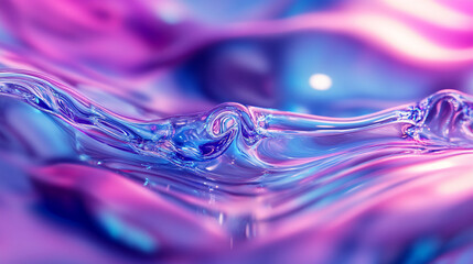 Poster - Abstract close-up of colorful liquid surface with purple and blue swirls, creating an artistic texture with dynamic movement. Symbolizes creativity, fluidity, and modern design.