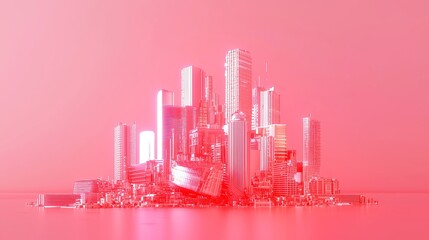 Poster - Urban Insight, AI agent analyzes urban development trends, enhancing city planning strategies, 3D vector design, minimalist backdrop, uncluttered environment, ample negative space