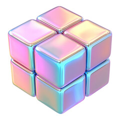 Poster - 3D Shaded Geometric Cube on Transparent Background, vibrant design, ideal for digital projects and graphic design applications