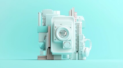 Poster - AI Academic Publishing Insights, advanced AI analyzes trends in journal article distribution, featuring a sleek 3D vector design, minimalistic backdrop, and ample open space