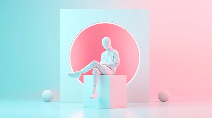 Poster - AI Advertising Trend Predictor, advanced tool for forecasting digital ad trends, enhances budget allocation, features sleek 3D vector design, minimalist backdrop, ample empty space