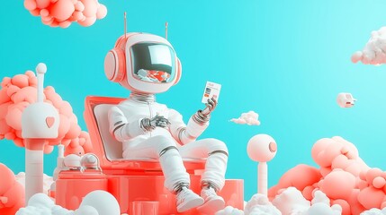 Poster - AI Model for B2C Subscription Trends, analyzes service retention strategies, featuring a minimalist 3D vector design, emphasizing clarity and simplicity in a spacious environment.