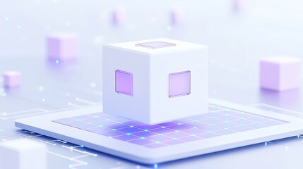 Poster - AI software for forecasting raw material costs, enhancing procurement and supply chain strategies, minimalist 3D vector design, clean simple setting, ample free space