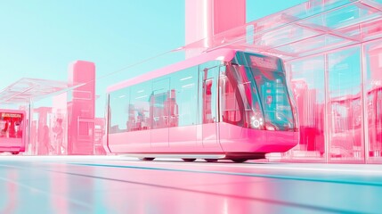 Poster - Predictive AI Transit Optimization, an innovative system analyzes public transportation trends, enhancing route efficiency, featuring a sleek 3D vector in a minimalist setting.