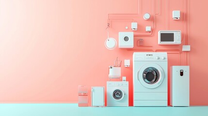 Poster - Smart Home Insights, AI-driven tool analyzes automation trends to optimize smart device strategies, featuring a minimalist 3D vector in a clean, open environment.