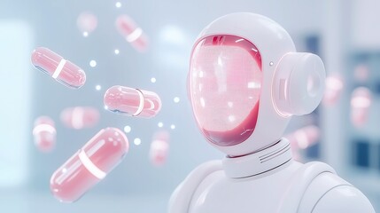 Poster - AI-driven pharmaceutical market analysis, guiding drug pricing strategies, 3D vector design, minimalist background, clean aesthetic, ample negative space for clarity