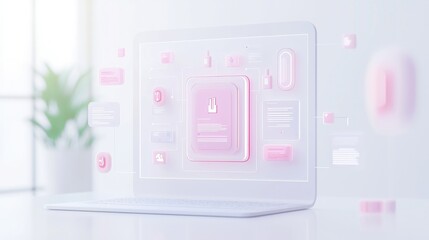 Poster - AI model for pharmaceutical market analysis, assessing drug pricing strategies, minimalistic 3D vector design in a clean, simple environment, emphasizing clarity and focus.