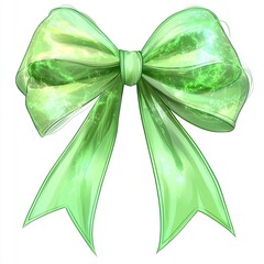 Poster - Create a Glowing Green Bow Design with Light Effects and Shiny Ribbons