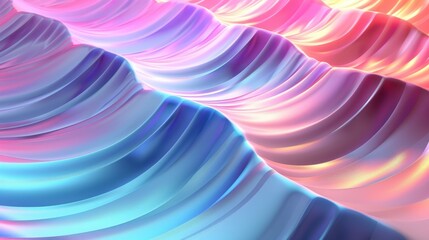 Poster - Iridiscent gradient waves illustrate abstract beauty with smooth curves and vibrant colors in a digital design