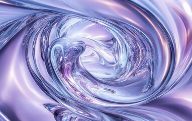 Poster - Abstract swirling transparent water in purple and blue hues forming a smooth vortex, symbolizing fluidity and motion with a glossy, dynamic surface.
