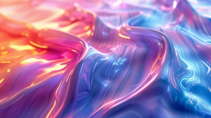 Poster - Vibrant iridescent gradient creates a mesmerizing abstract background with flowing textures and colors