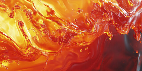 Poster - close-up of swirling liquid in shades of orange and red, symbolizing molten flow or dynamic heat, cr