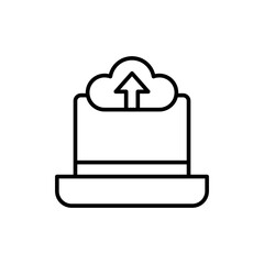 Poster - Cloud upload outline icons, minimalist vector illustration ,simple transparent graphic element .Isolated on white background