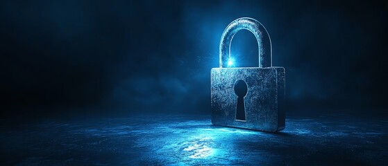 Fototapete - 3D rendering of cybersecurity concept with a closed digital padlock