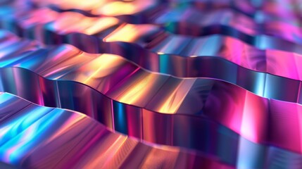 Poster - Abstract gradient background featuring iridescent wavy patterns with vibrant colors and smooth reflections