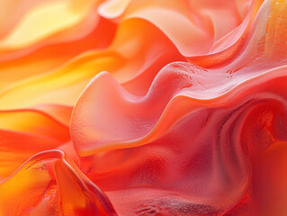 Aufkleber - Close-up image of smooth, translucent red and orange fabric-like curves and folds with soft lighting, showcasing fluidity and movement, representing energy and warmth.