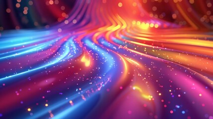 Poster - Vibrant gradient waves create an iridescent abstract background in colorful hues and sparkling highlights