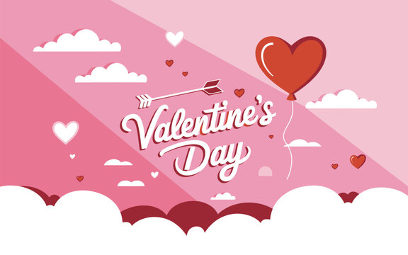 Happy Valentines day text Lettering heart shape

