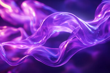 Fototapete - Abstract flowing purple translucent material with smooth curves and glowing highlights, symbolizing motion and dynamic energy, with a futuristic and artistic concept.